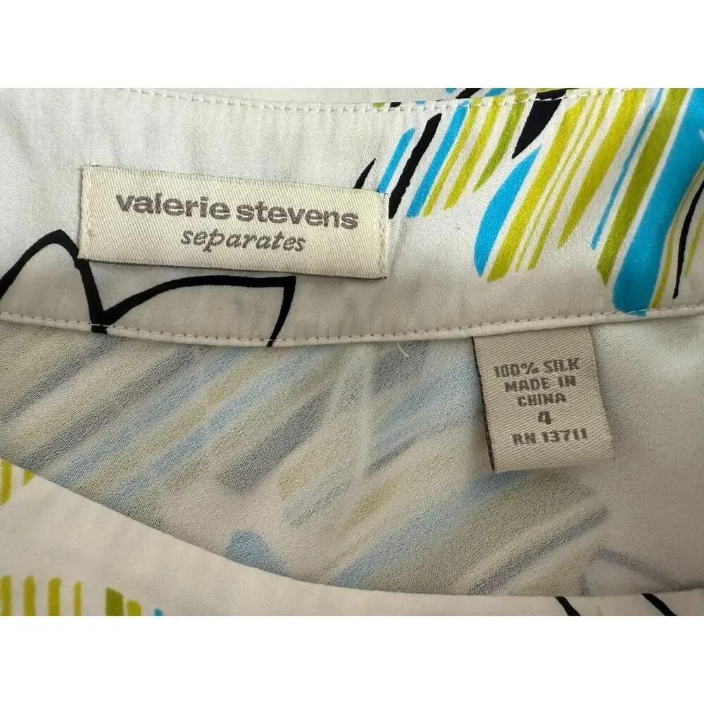 Valerie Stevens 100% Silk Floral Skirt Womens Size 4 Multicolor Event Retro - Picture 10 of 11